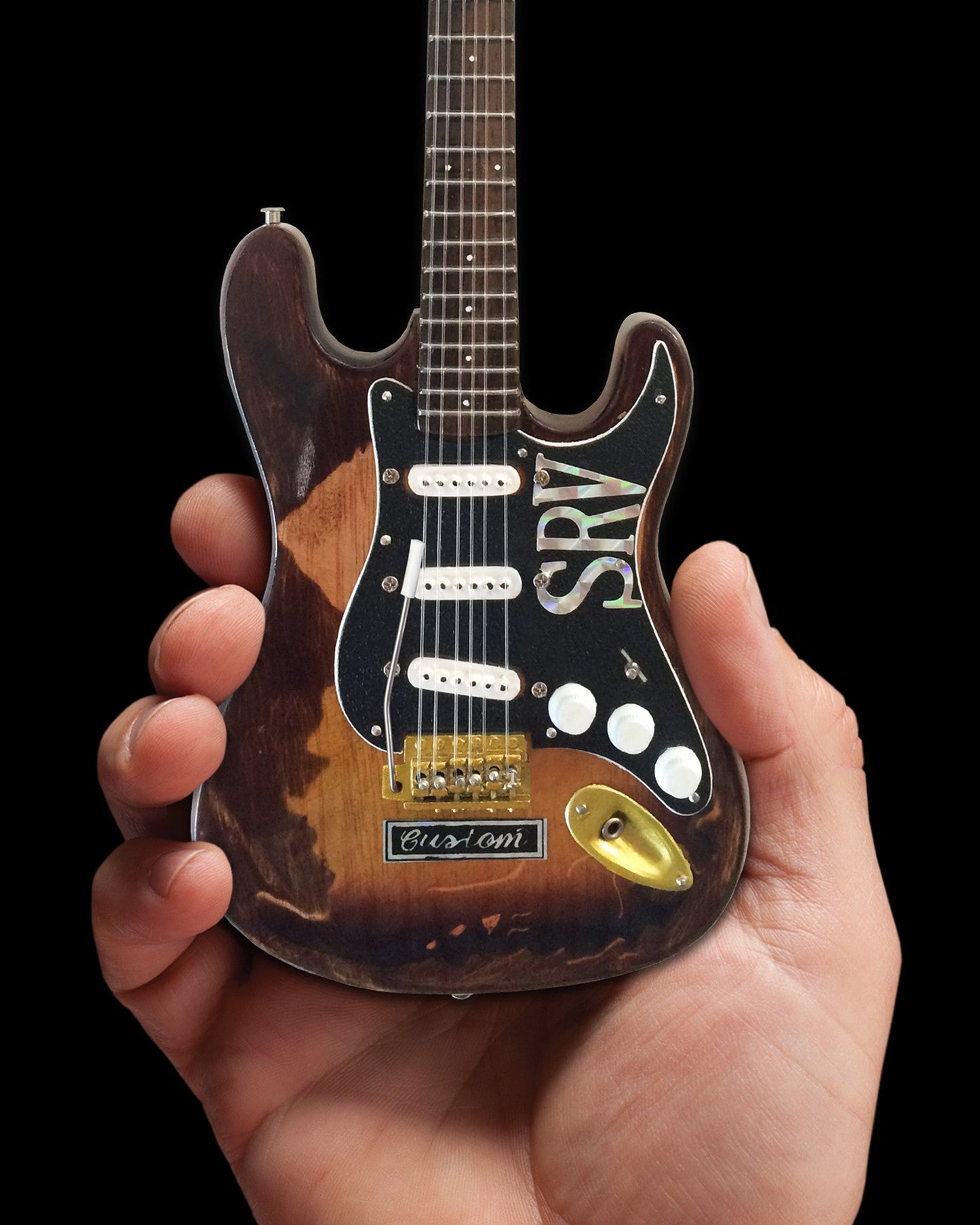 Official Stevie Ray Vaughan Distressed SRV Custom Mini Fender™ Strat™ Guitar Replica - Osadia Concept Store