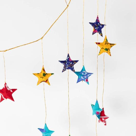 Upcycled Sari Star Valance