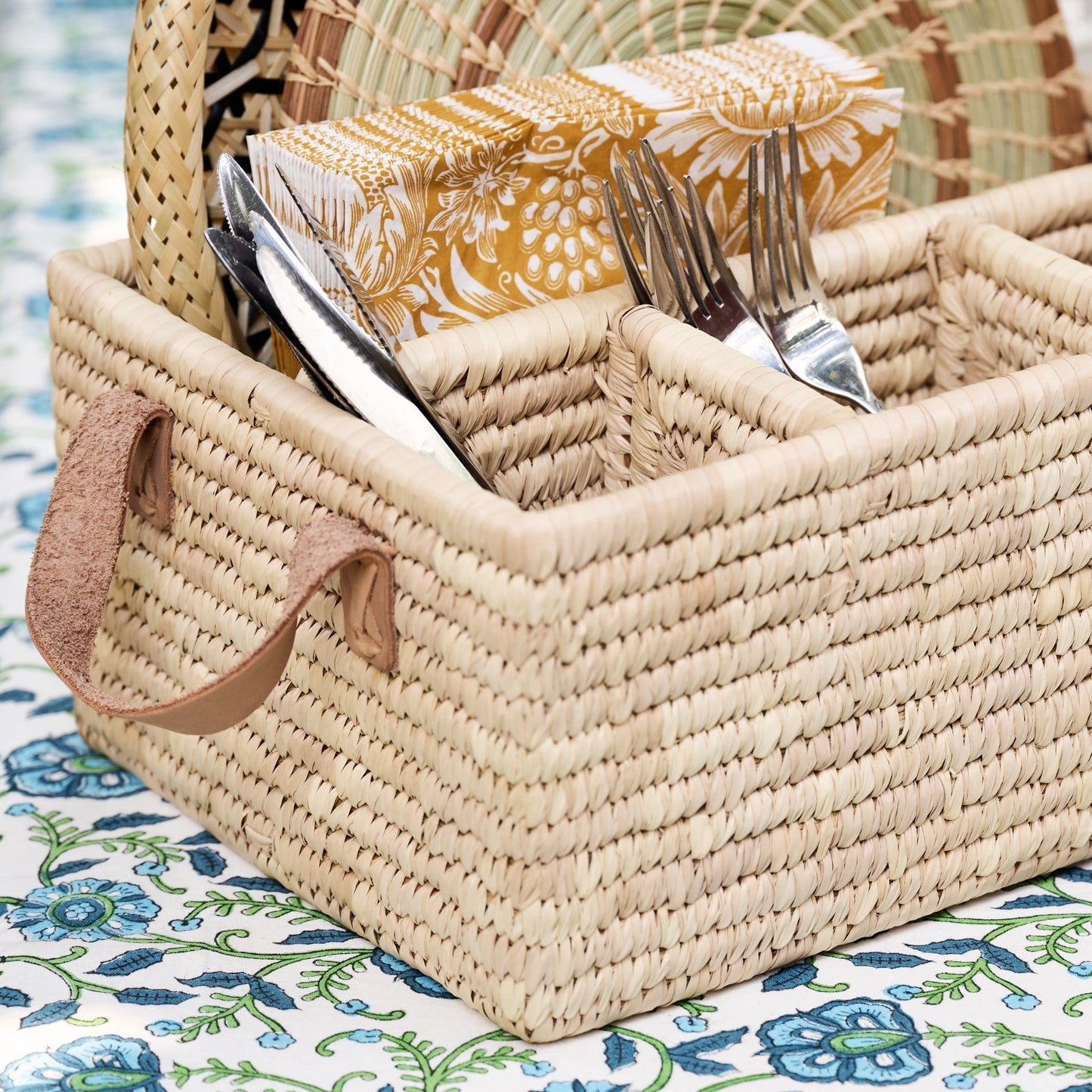 Pleta Woven Date Palm Leaf Utensil Caddy