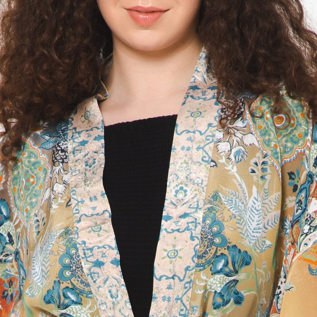 Joyful Kimono with Self-Tie Sash - Cider Olive