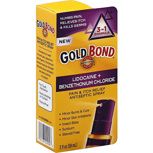 Gold Bond Pain & Itch Relief Antiseptic Spray, 3-in-1 Formula
