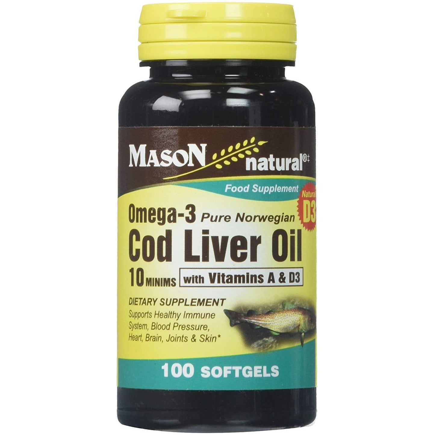 Mason Natural Cod Liver Oil 10 Minims - 100 Softgels