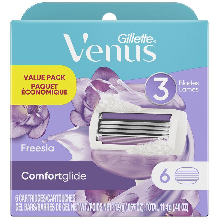 Gillette Venus Cartridges, Comfort Glide, 3 Blades, Freesia, Value Pack