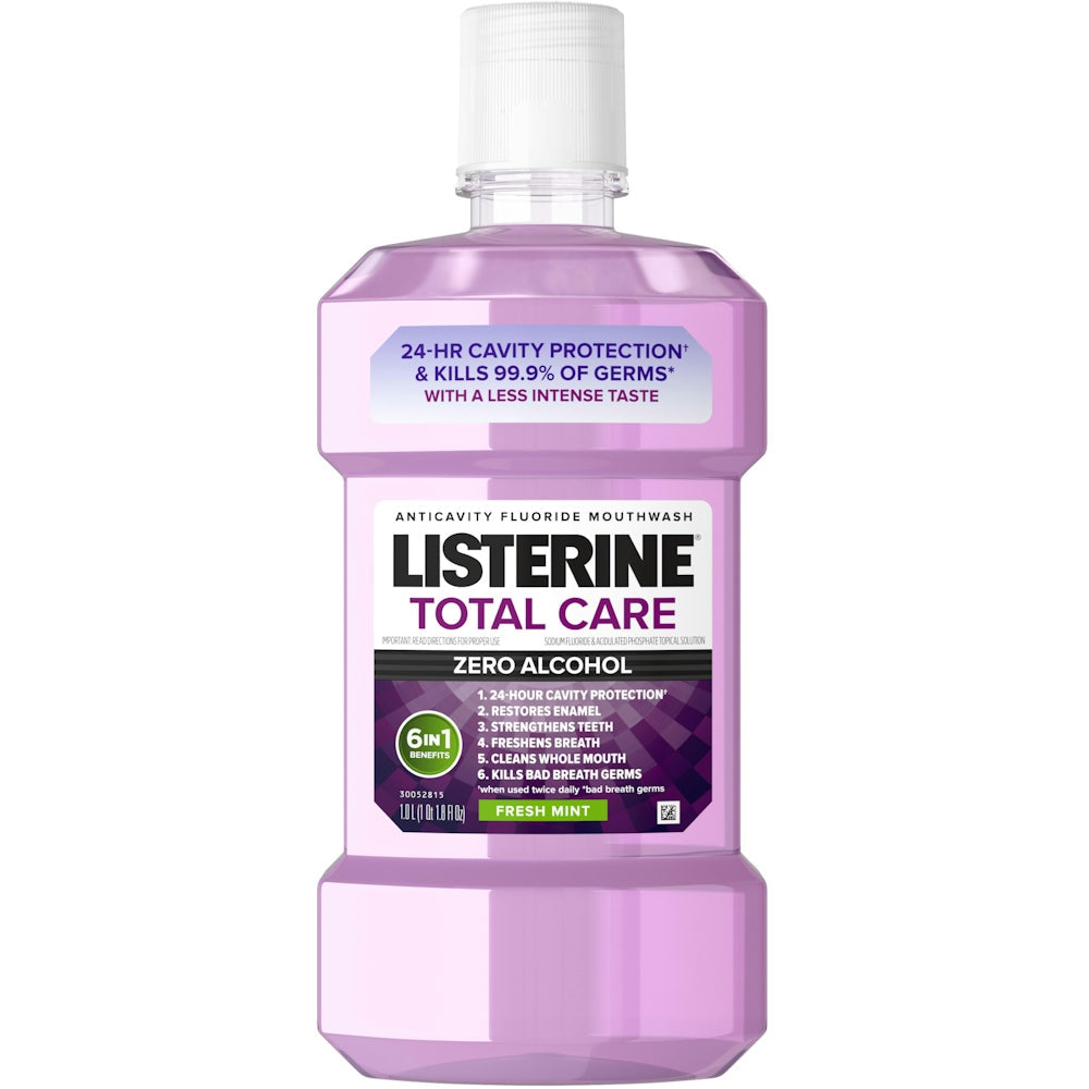 Listerine Total Care Zero Alcohol Fresh Mint Anticavity Fluoride Mouthwash, 33.8 Fl Oz
