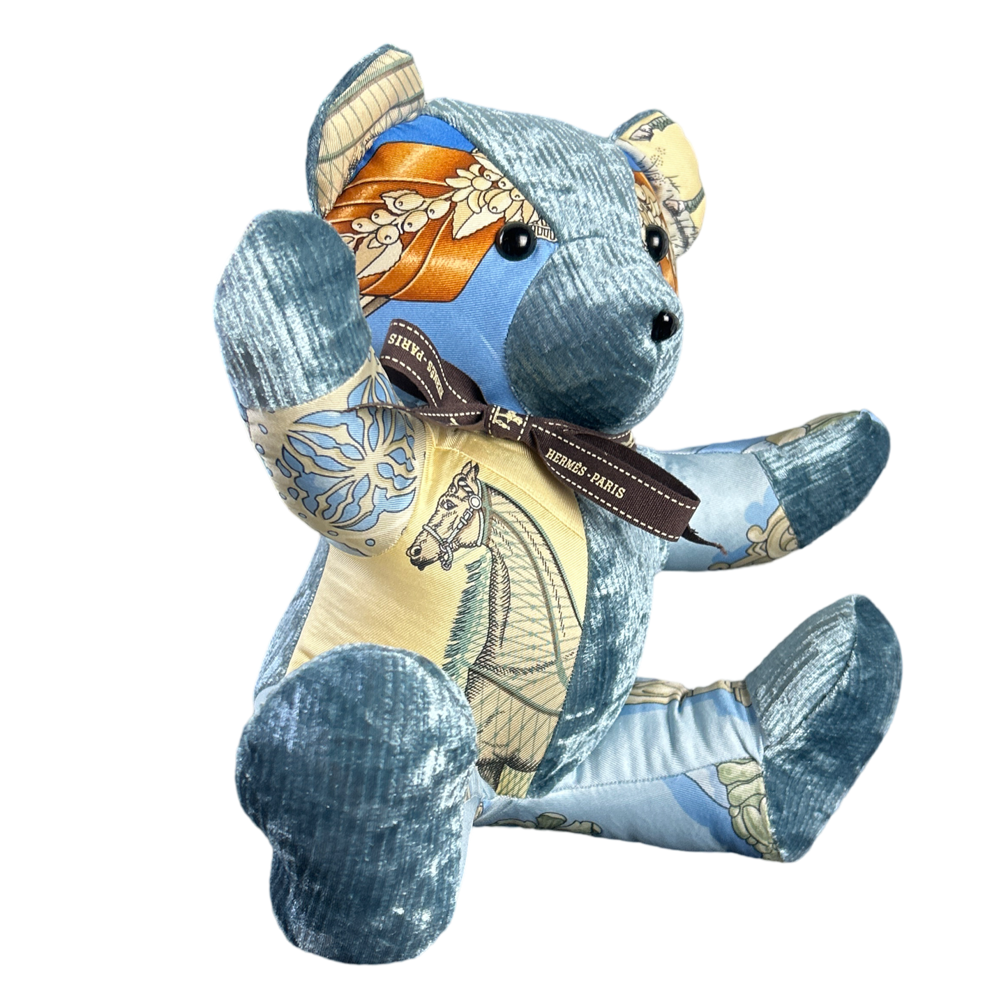 Vintage Silk Scarf Patchwork Teddy Bear