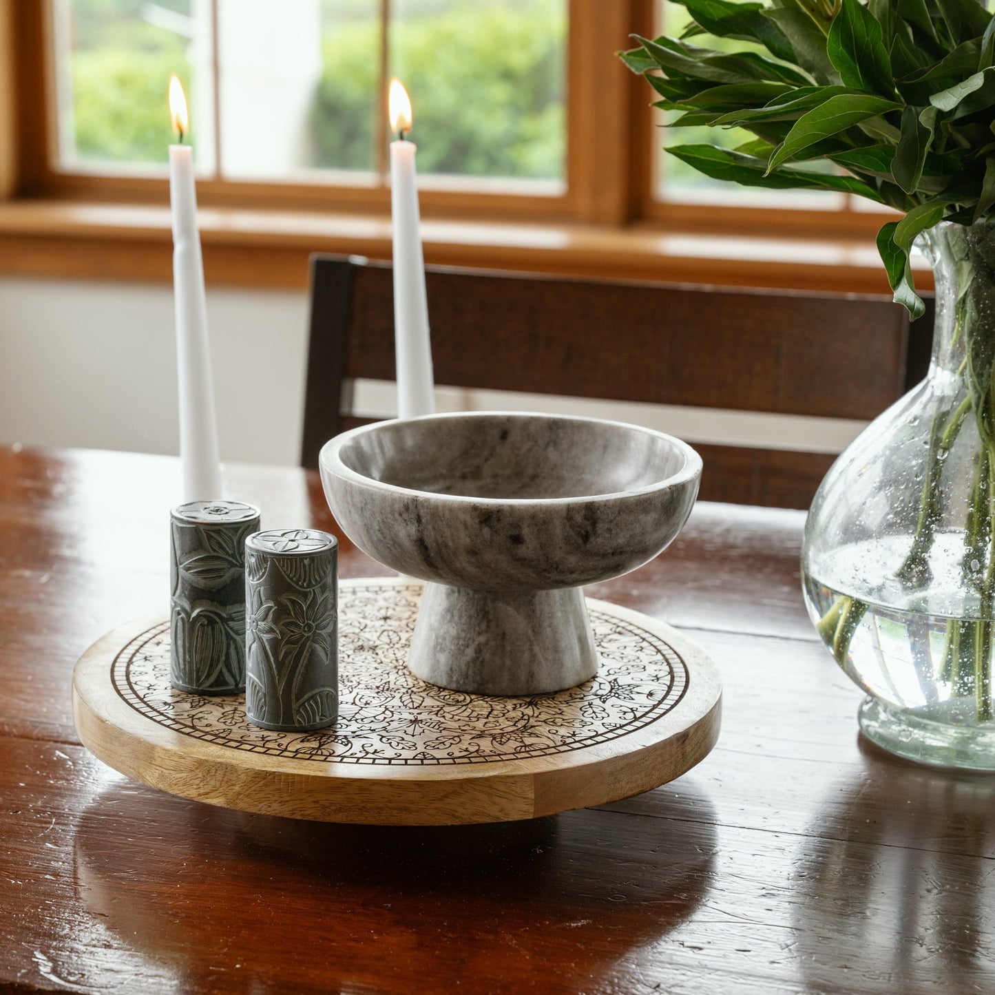 Haran Morchana Marble Pedestal Bowl