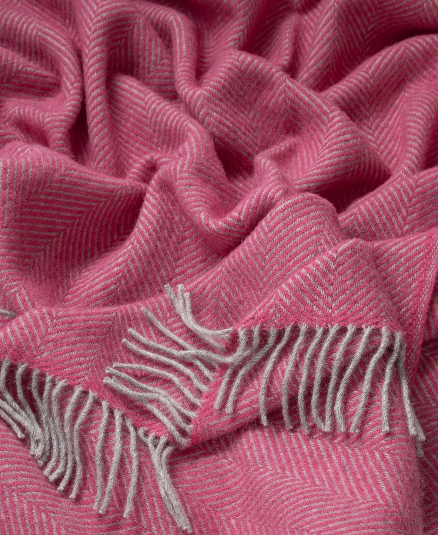 Highland Tweeds Herringbone Pure New Wool Throw ~ Magenta Pink ~