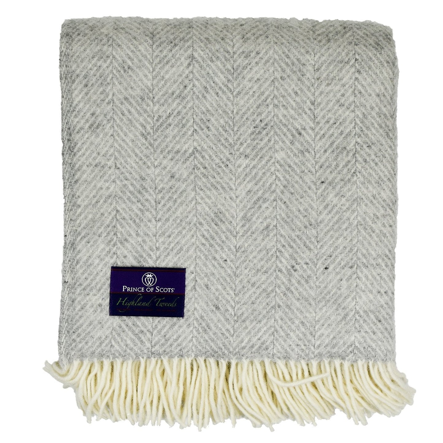 Highland Tweeds Herringbone Pure New Wool Throw ~ Silver ~