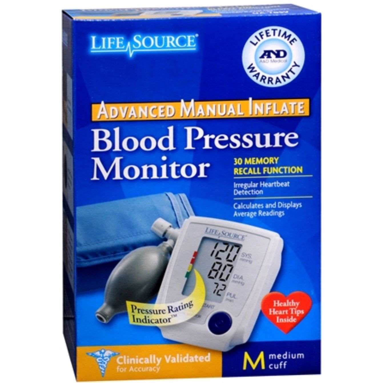LifeSource Blood Pressure Monitor Advanced Manual Inflate Medium