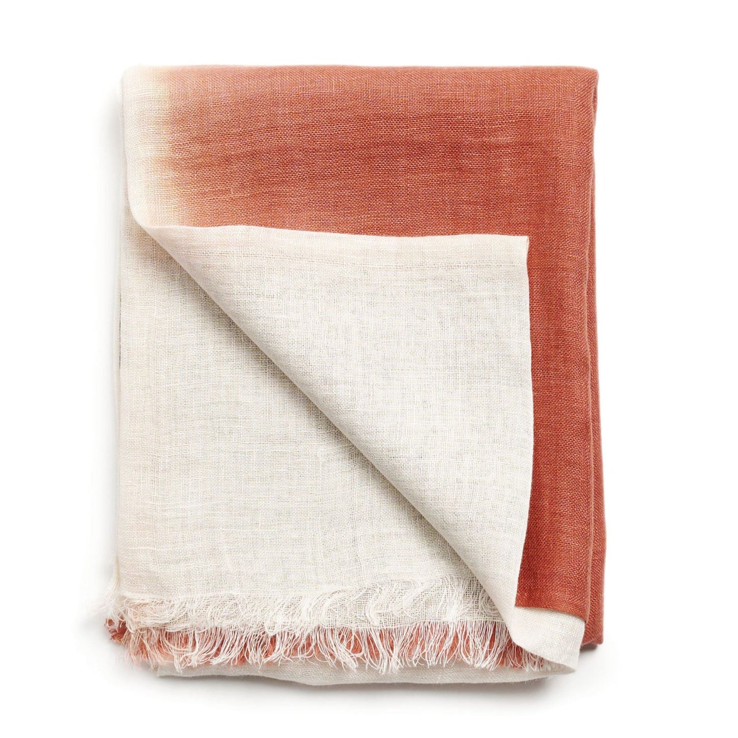 Pecan Brown Ombre Dyed Hand Woven Linen Scarf