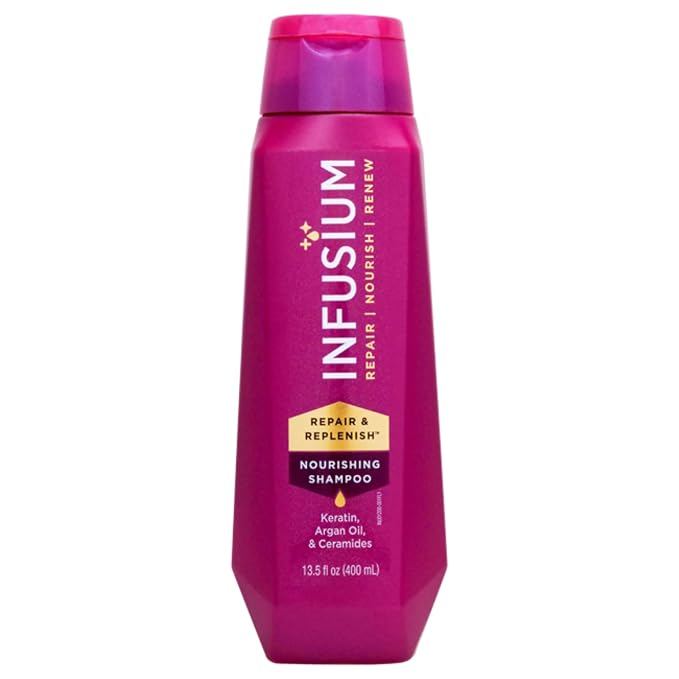 Infusium Repair and Replenish Nourishing Shampoo - Hydrating and Clarifying Shampoo for Build Up - Ceramides, Keratin, and Argan Oil - 13.5 oz