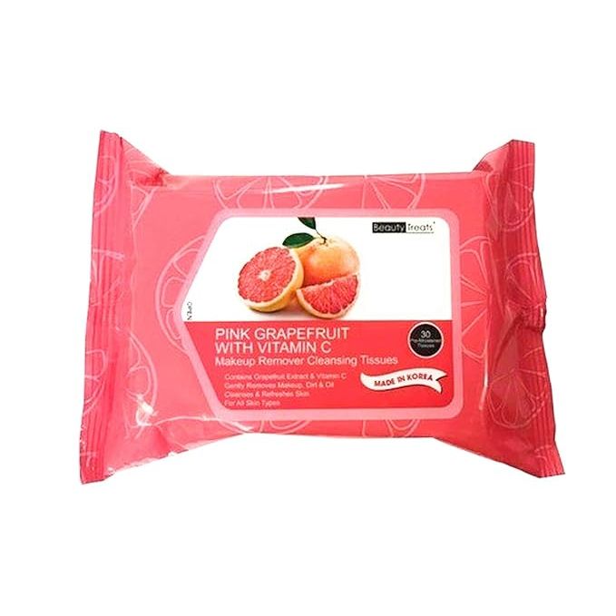 Beauty Treats Pink Grapefruit With Vitamin C Makeup Remover Cleansing Tissues - 30 ct