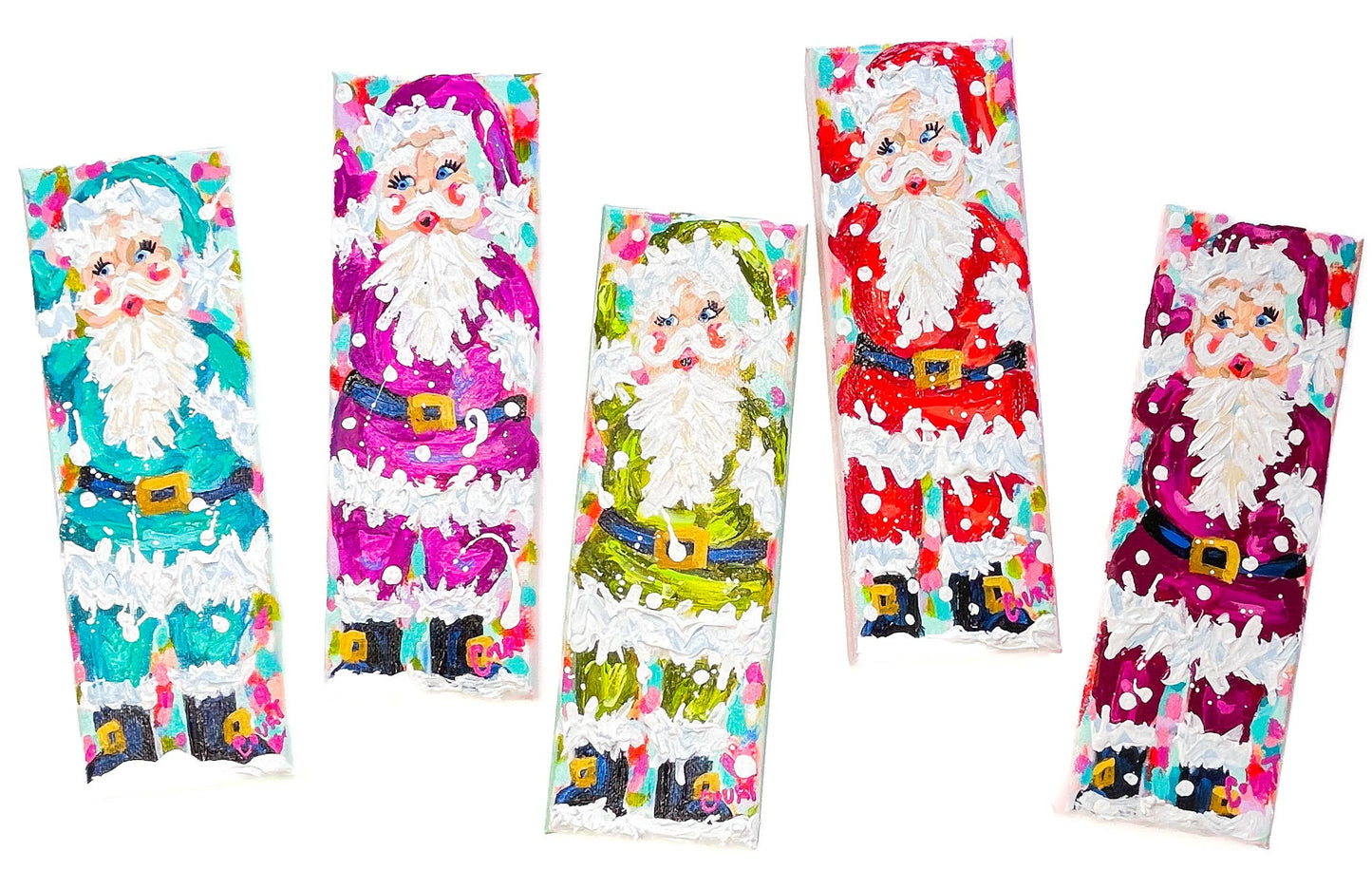 Turquoise Vintage Santa Original Painting