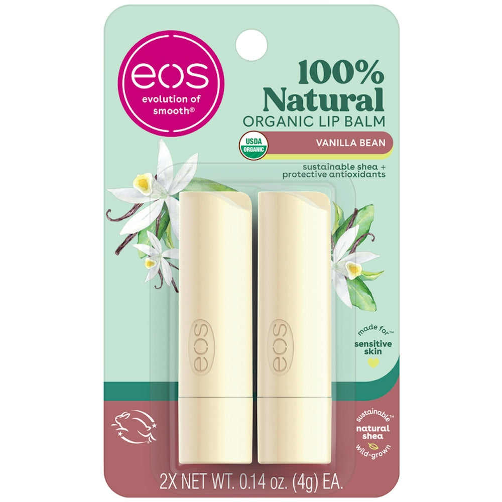 eos Natural & Organic Lip Balm Stick - Vanilla Bean - 2pk/0.28oz