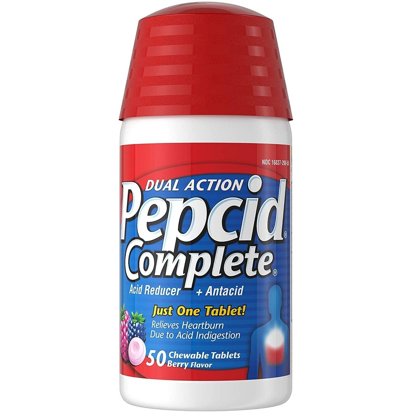 Pepcid Complete, Antacid + Acid Reducer, Dual Action, Chewable Tablets, Berry Flavor