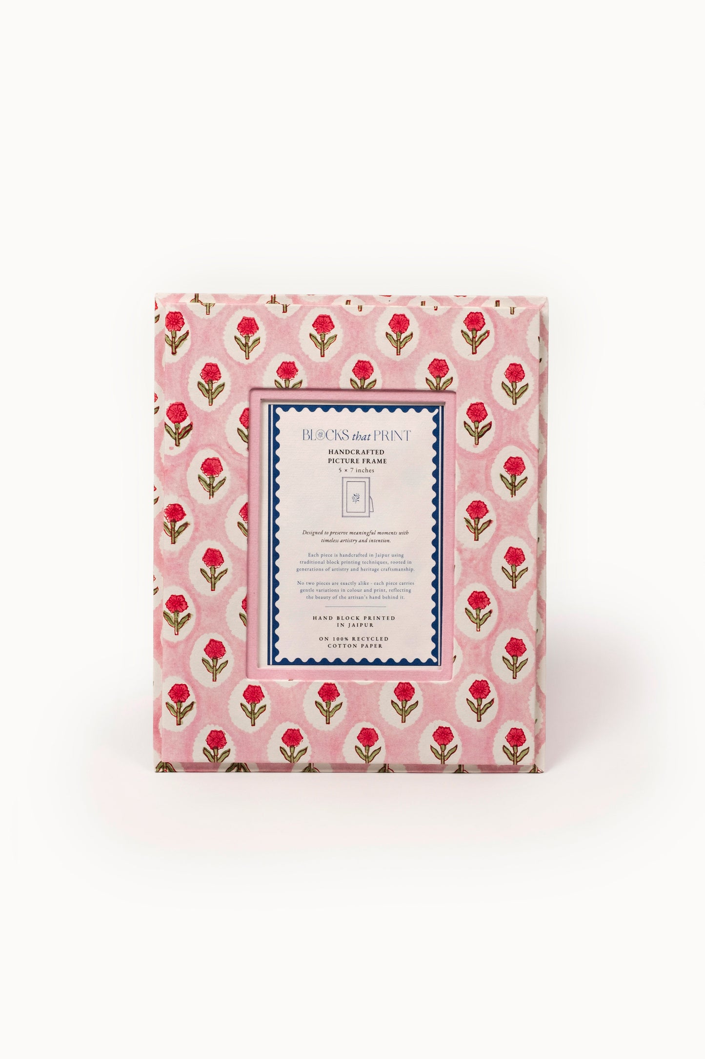 Large Block Print Photo Frame (5 x 7) - Tea Rose