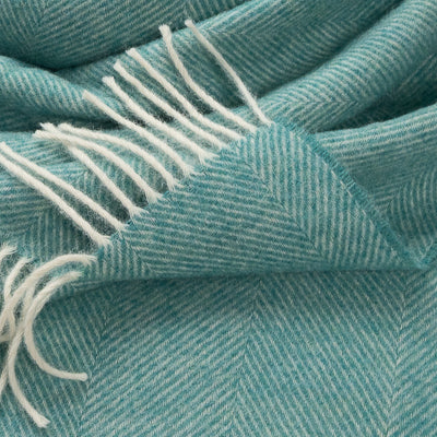 Southampton Home Shetland Lambswool Herringbone Throw – Sea Glass | Woven in England