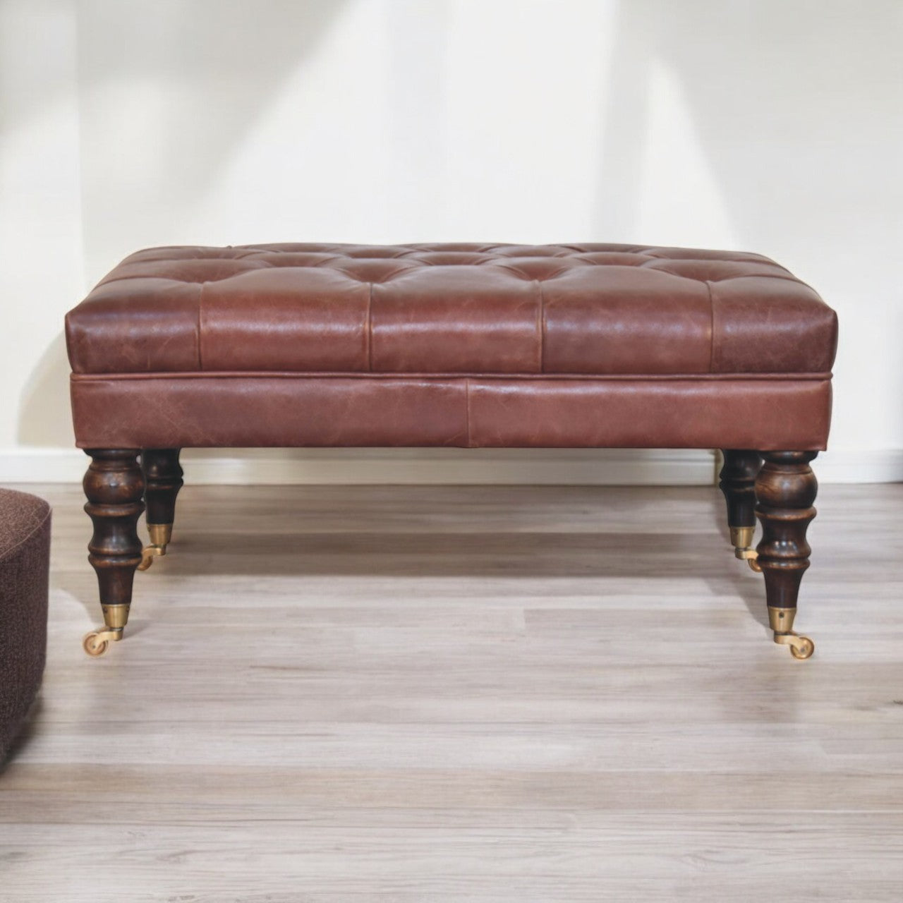 Buffalo Brown Leather Ottoman