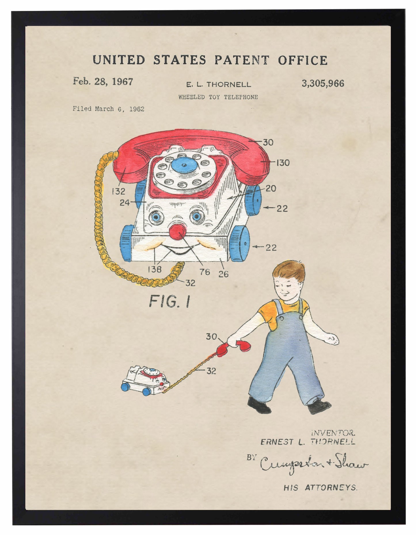 Toy Phone Patent in Black Frame