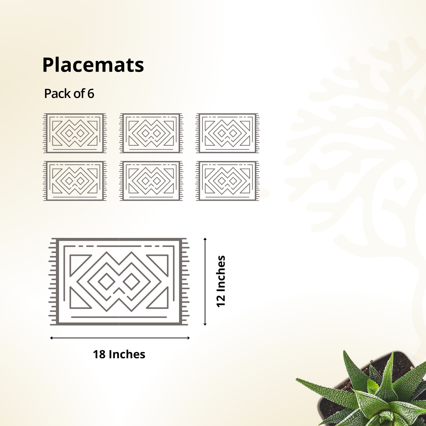 Eco-Friendly Grass Placemats Set of 6 (12'' x 18'')