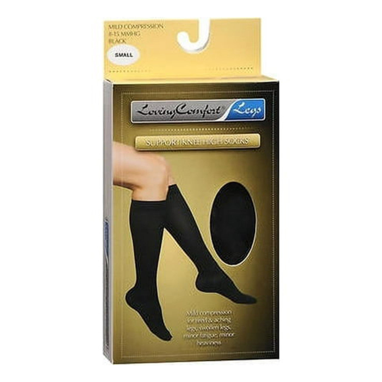 Loving Comfort Stockings Microfiber Knee High 10 To 20Mmhg Closed Toe Women Black, Medium, 1 Pair