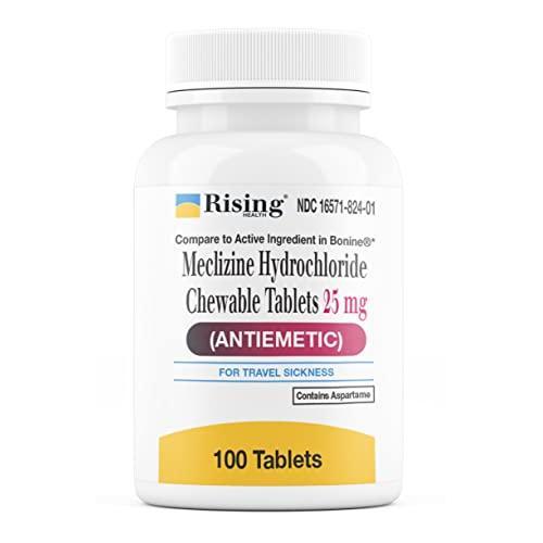 Rising Pharma Motion Relief And Nausea - Meclizine HCL 25mg - Antiemetic, Motion Relief Chewable Tablets
