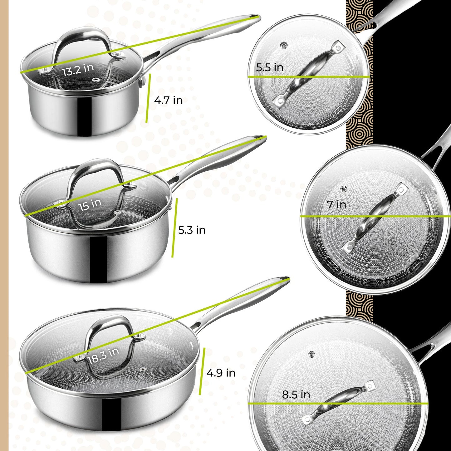 BE | LIVING - Circlad Series - 12 pcs Cookware Set - Triply Stainless Steel Circlad