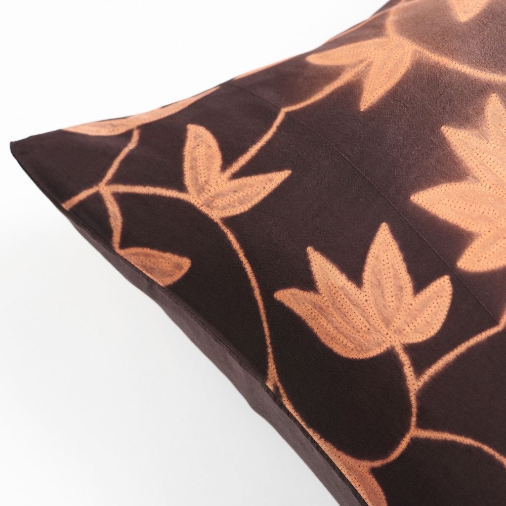 Folio Ebony Handcrafted Shibori Mulberry Silk Pillow
