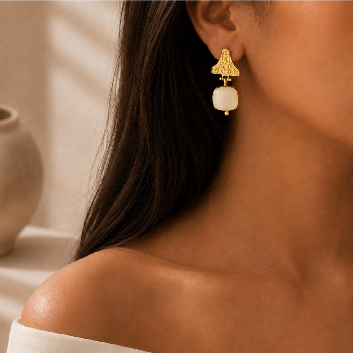 Sofya Snow Quartz Earrings