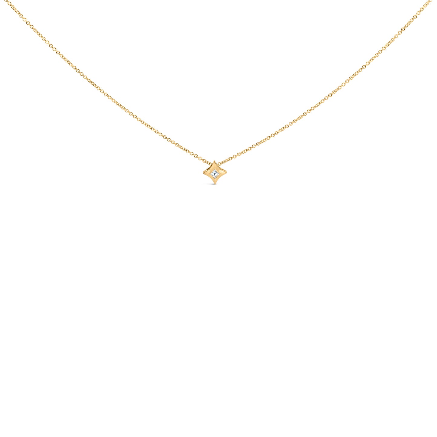 10K White Gold 1/10 Cttw Bezel Set Solitaire Princess Cut Diamond Kite Shaped Pendent Necklace - 18" Inches