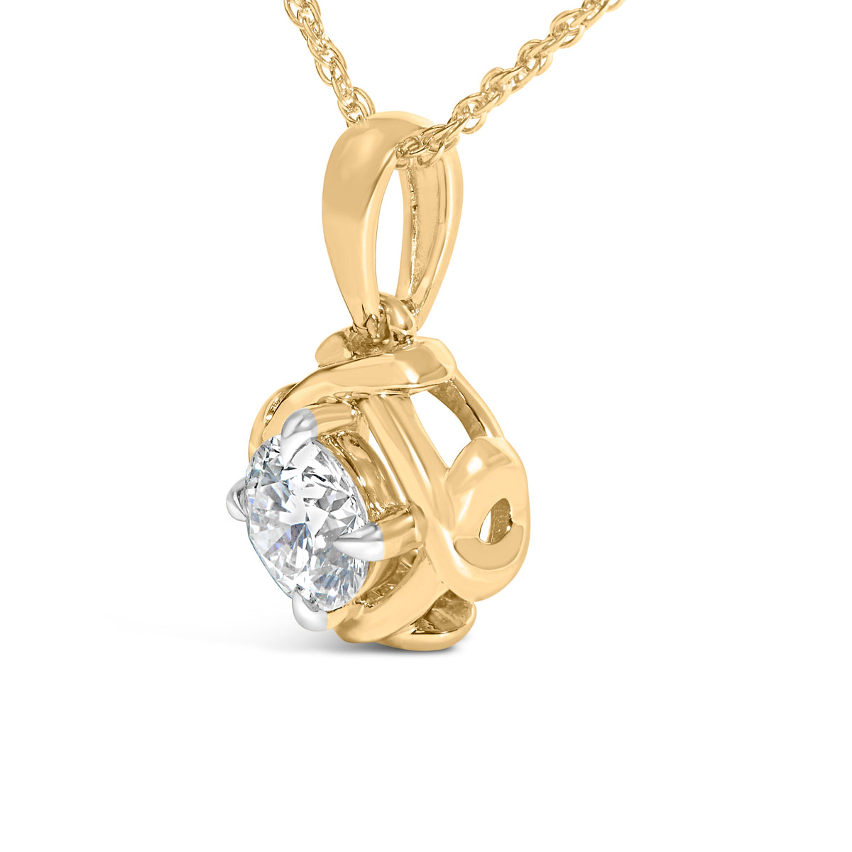 10K Yellow Gold Plated .925 Sterling Silver 1/2 Cttw Lab Grown Diamond Woven Pendant Necklace