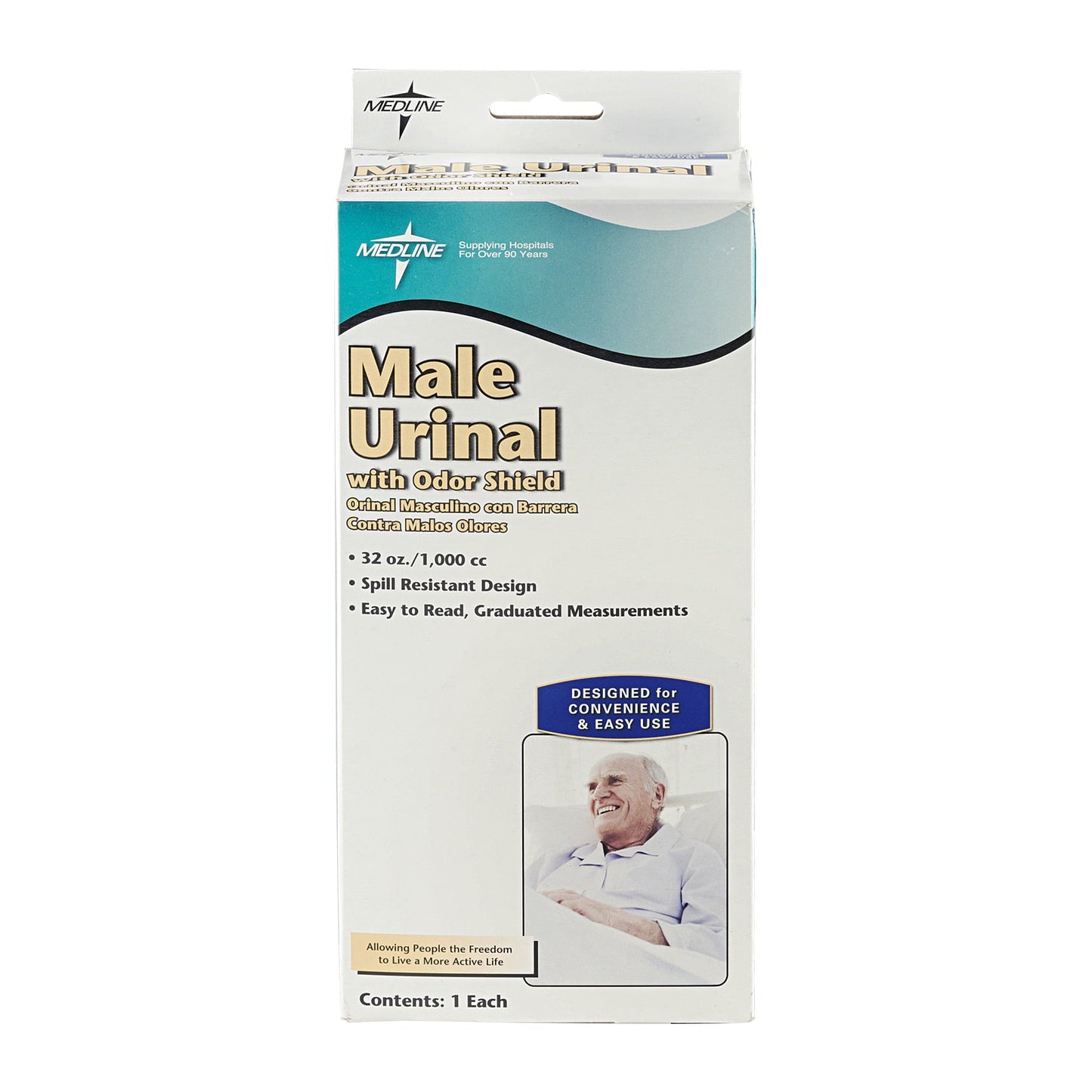Medline Male Urinal, With Odor Shield
