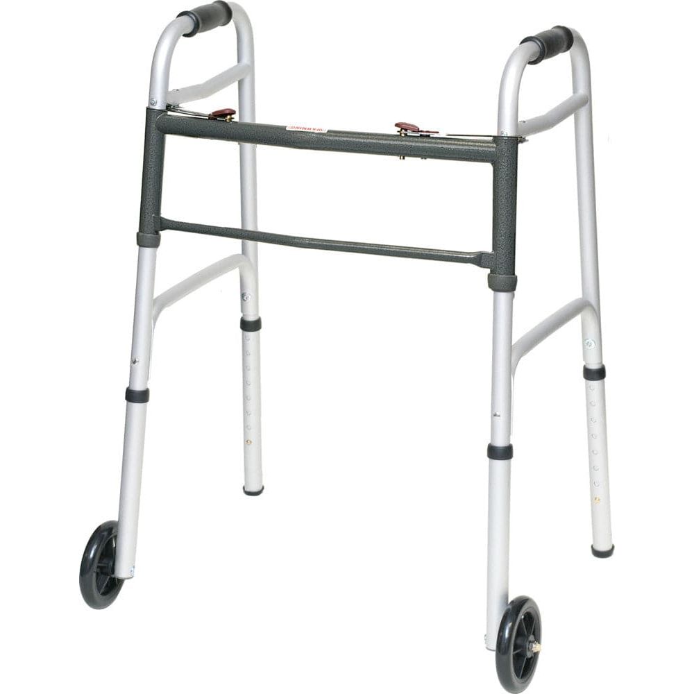 ProBasics Two Button Release Aluminum Folding Walker With 5" Wheels