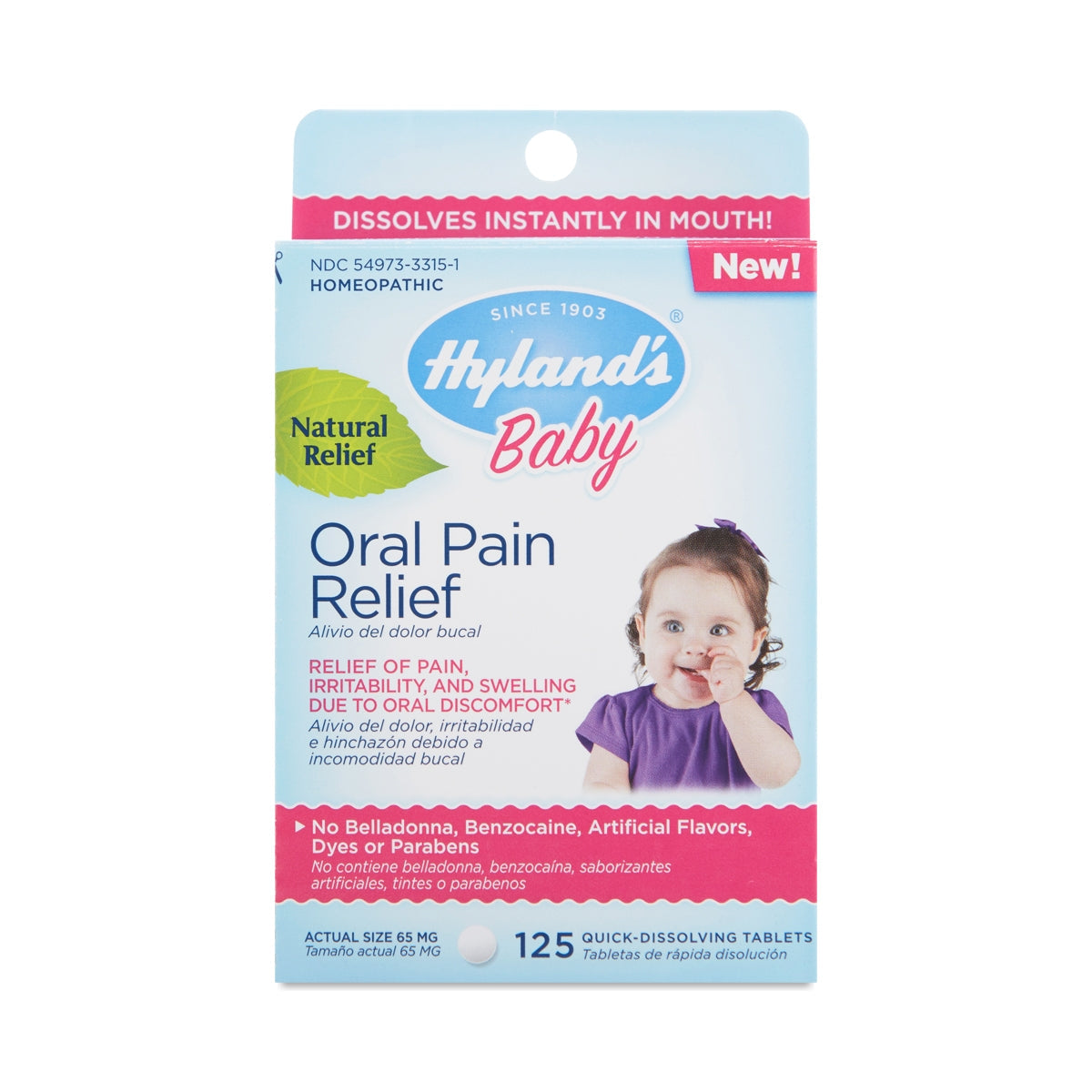 Hyland's Naturals, Baby, Oral Pain Relief, Daytime, 0+ Months, Quick-Dissolving Tablets