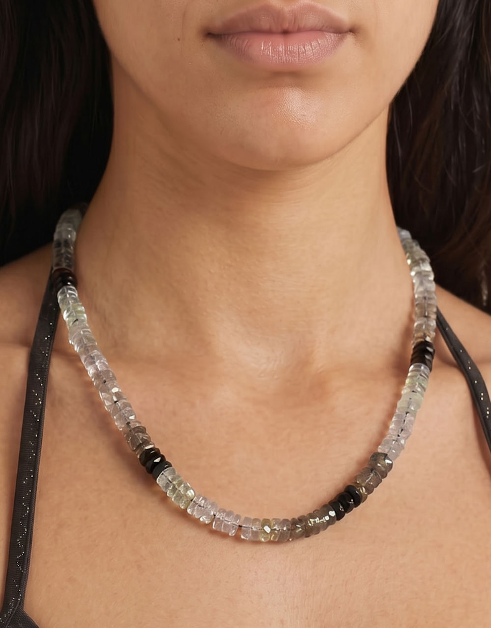 Faceted Gemstone Necklace - Smoky Quartz Ombre