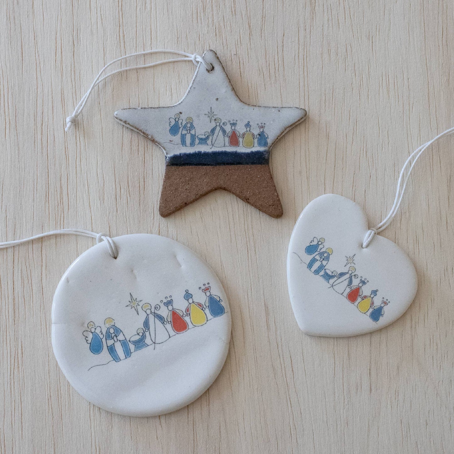 Heart Nativity Ornament, Ceramic