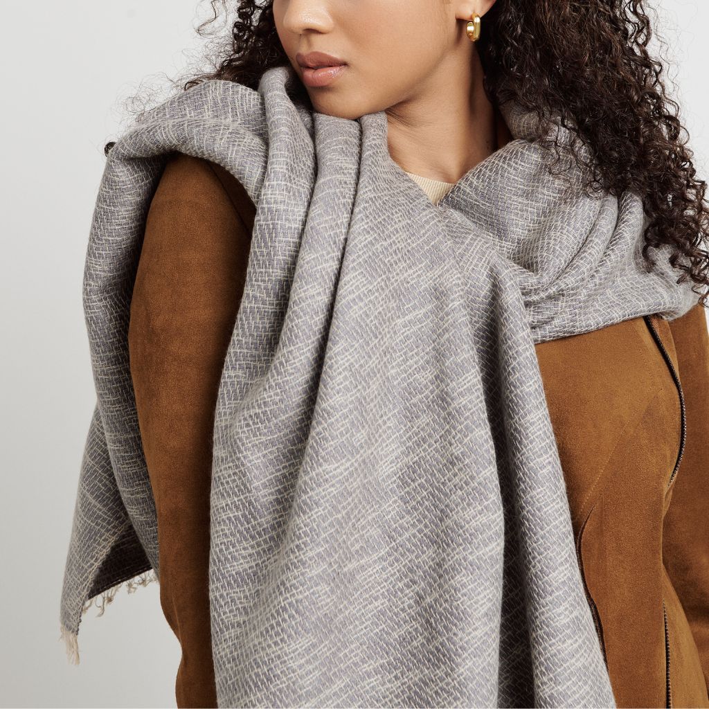 Limestone Gray Soft Cashmere Merino Handloom Scarf
