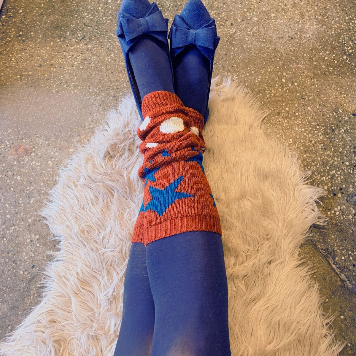 '80s Retro Red Varsity Short Leg Warmers | Stars and Polka Dots Print - Osadia Concept Store