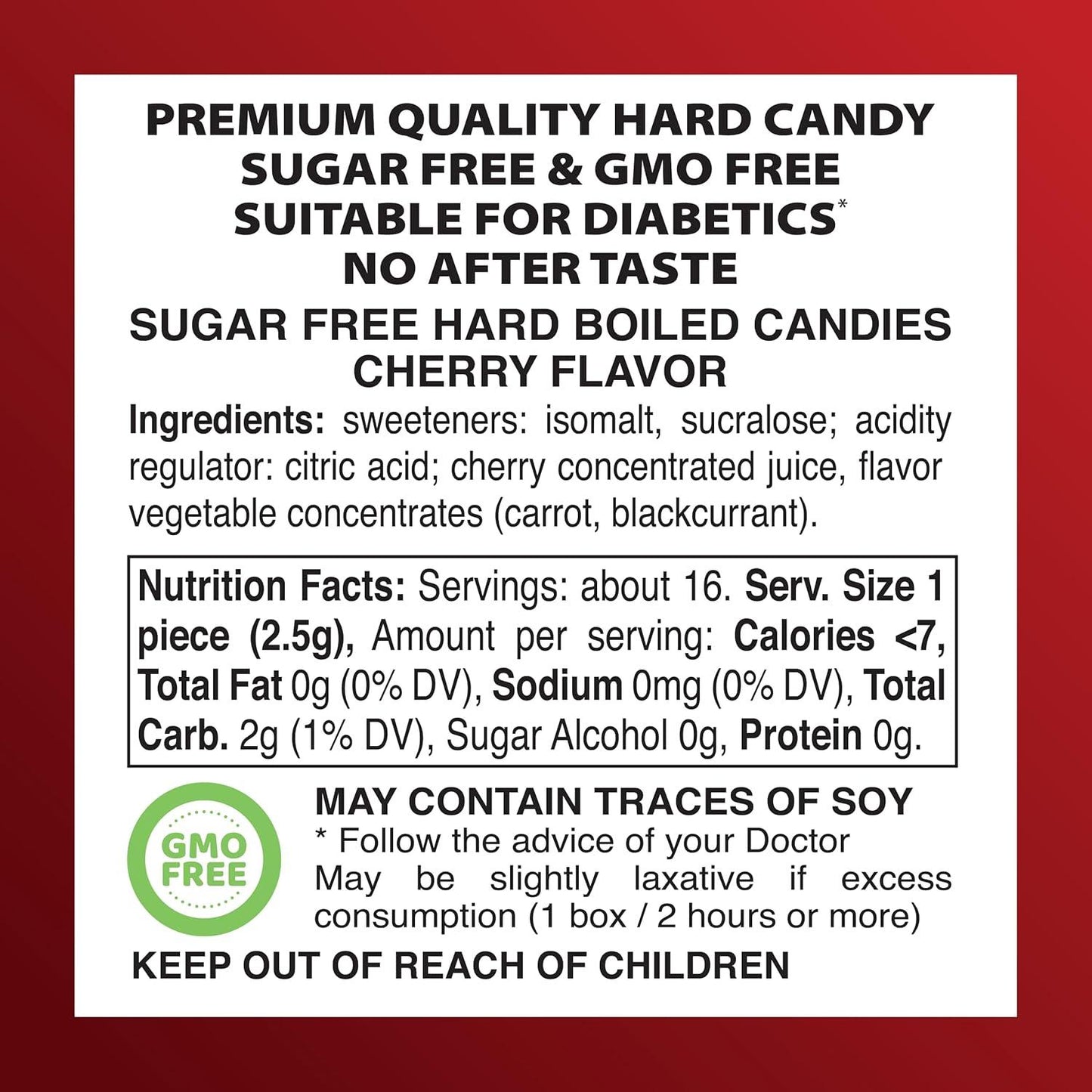 Swiss Imports Cherry Sugarfree Candy Bonbons - 1.4oz