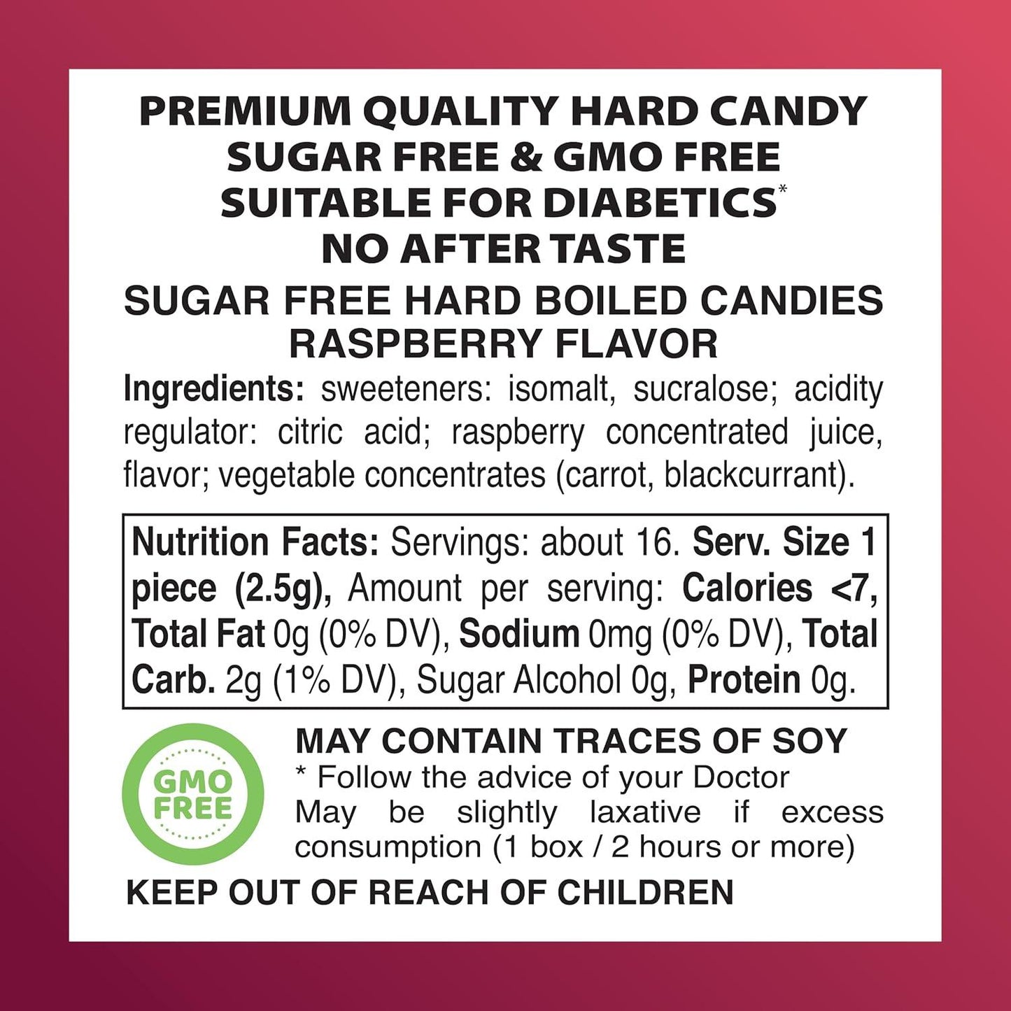 Swiss Imports Raspberry Sugarfree Candy Bonbons - 1.4oz