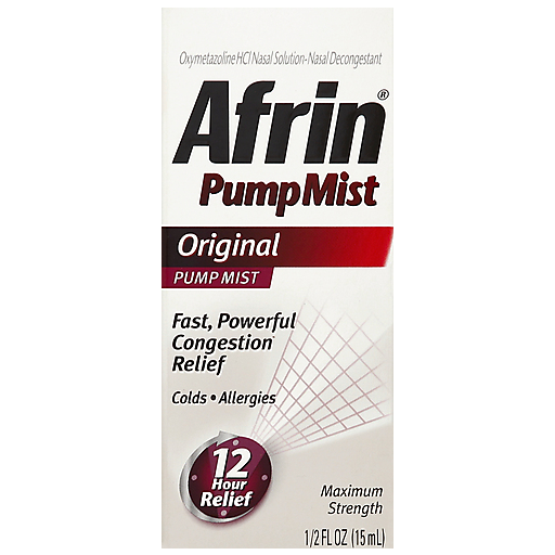 Afrin Original Maximum Strength Nasal Decongestant Pump Mist 0.5 Fl. Oz. Box