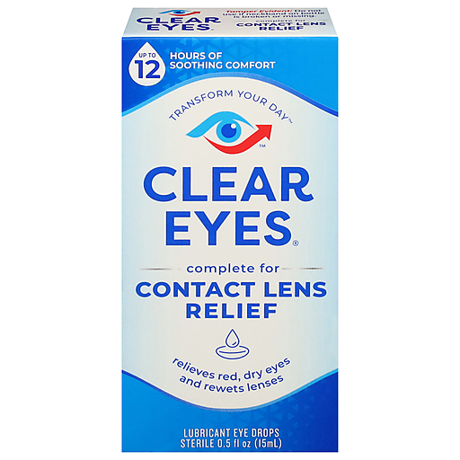 Clear Eyes Eye Drops, Contact Lens Relief, Lubricant, Sterile 0.5 Fl Oz