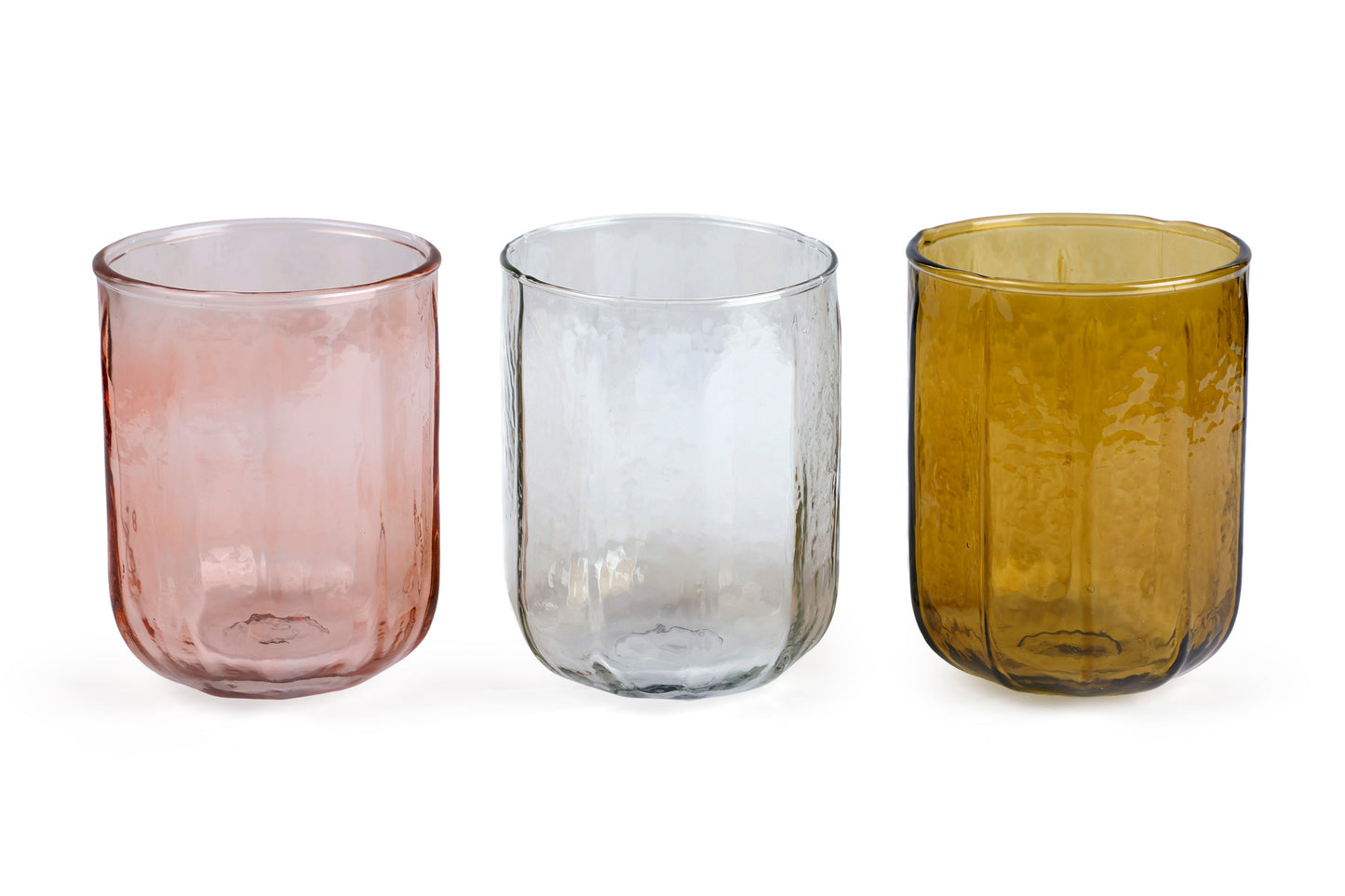 Hammered Water Glass , Natural - 4 X 3 Inches ( Set of 2 )