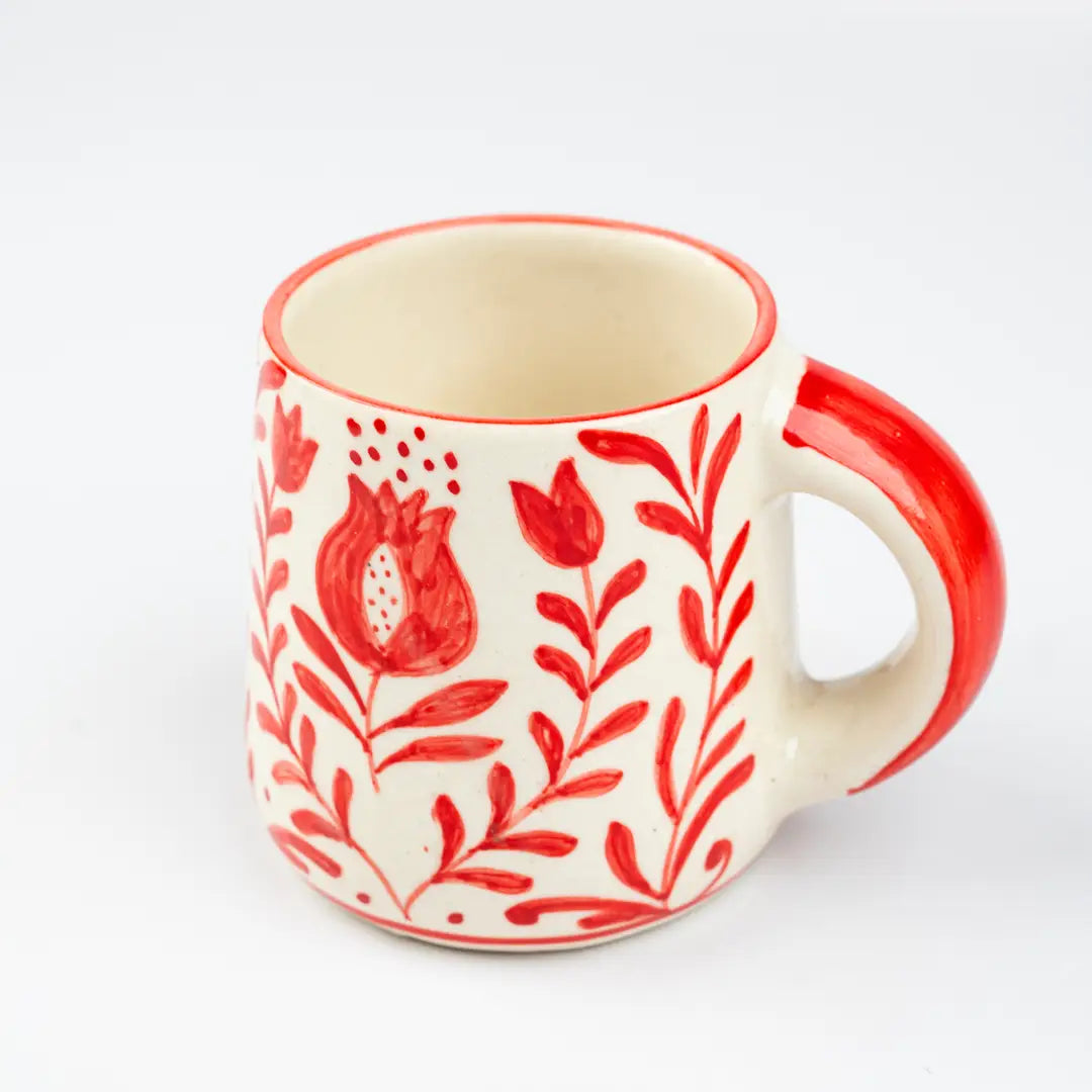Red Anaar Coffee Mug, 3.5 x 3 Inches – Handmade, Set of 2