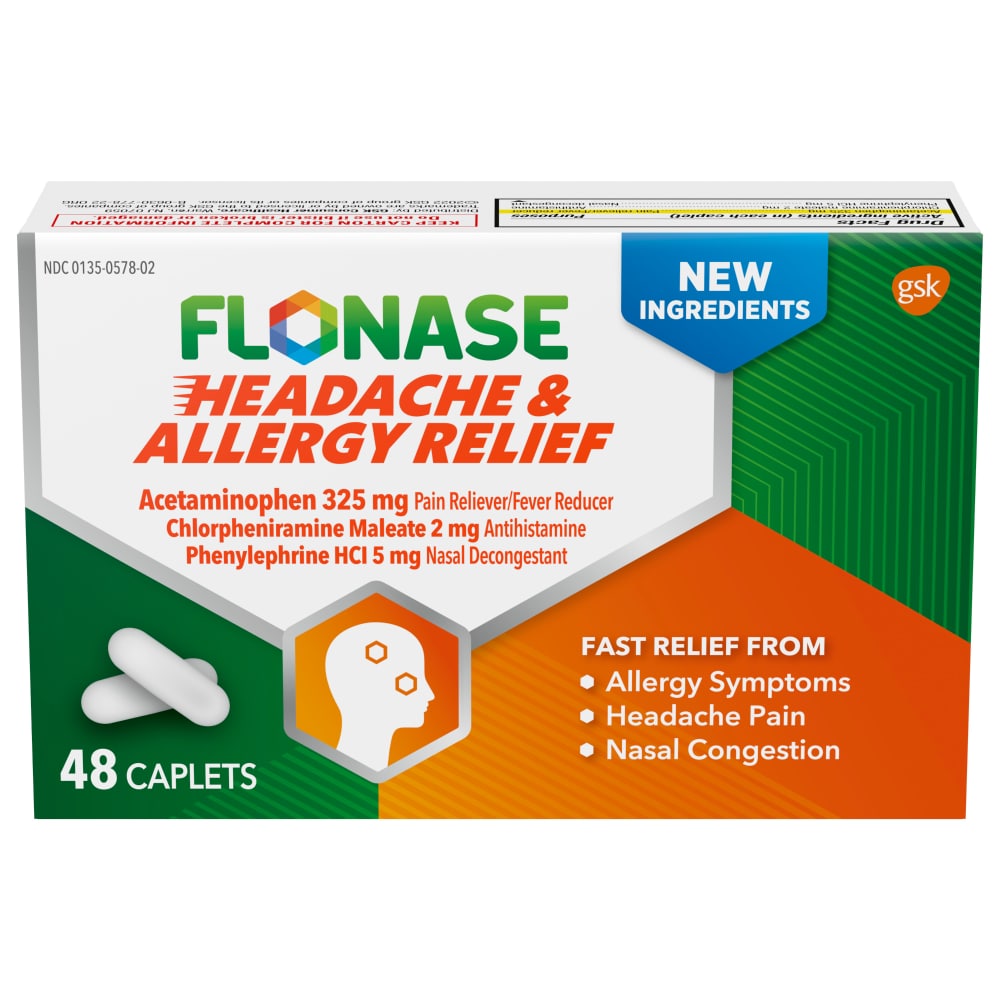 Flonase Acetaminophen Headache & Allergy Relief Caplets - 48ct