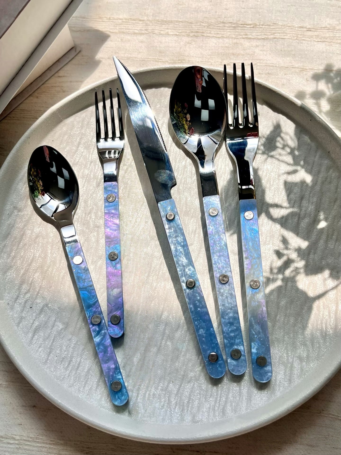 S/10 Modern Nebula Cutlery, Bistrot Style Rivet Flatware Set