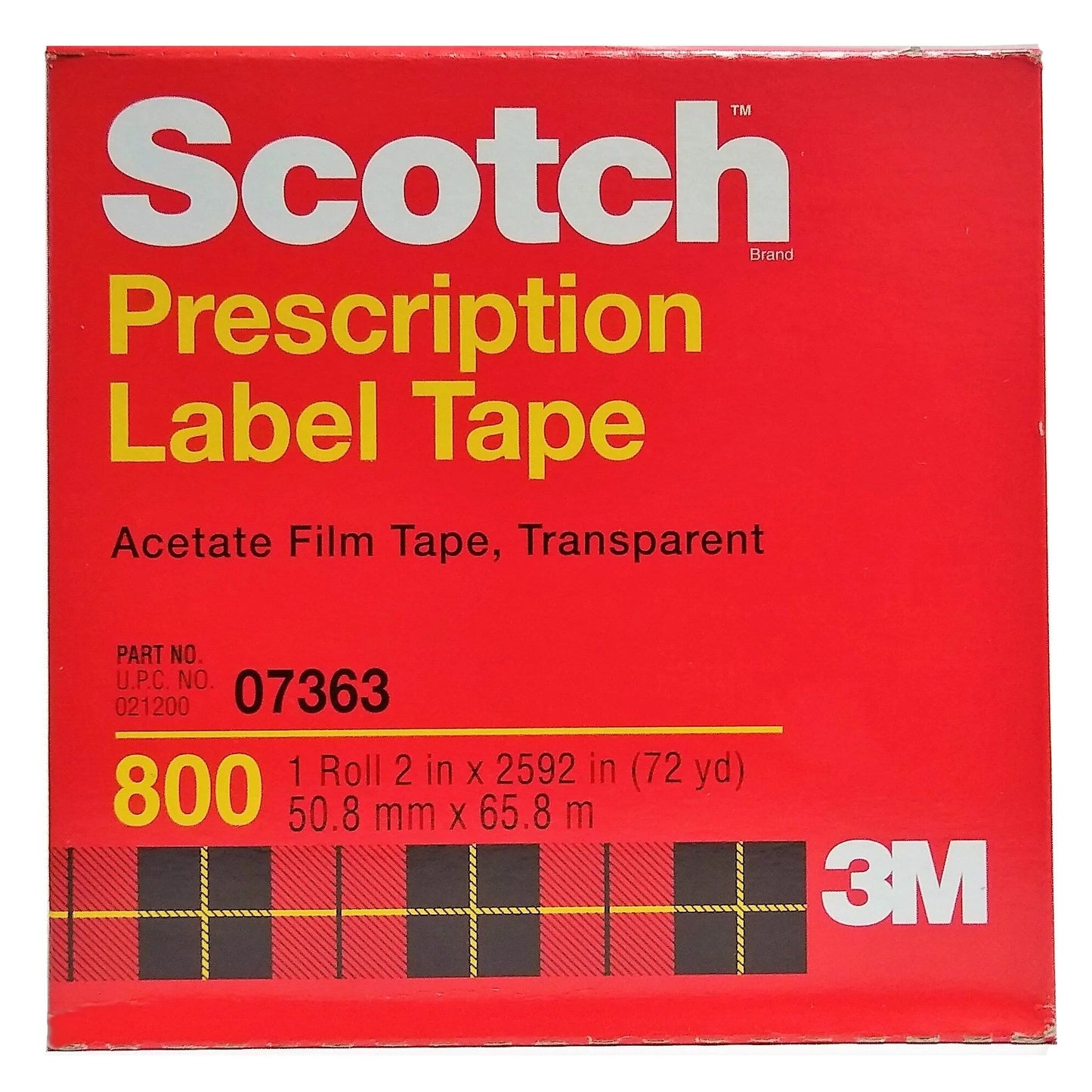 3M Scotch Prescription Label Tape 800 Clear, 2 In X 72 Yd, 6 Rolls/Bag
