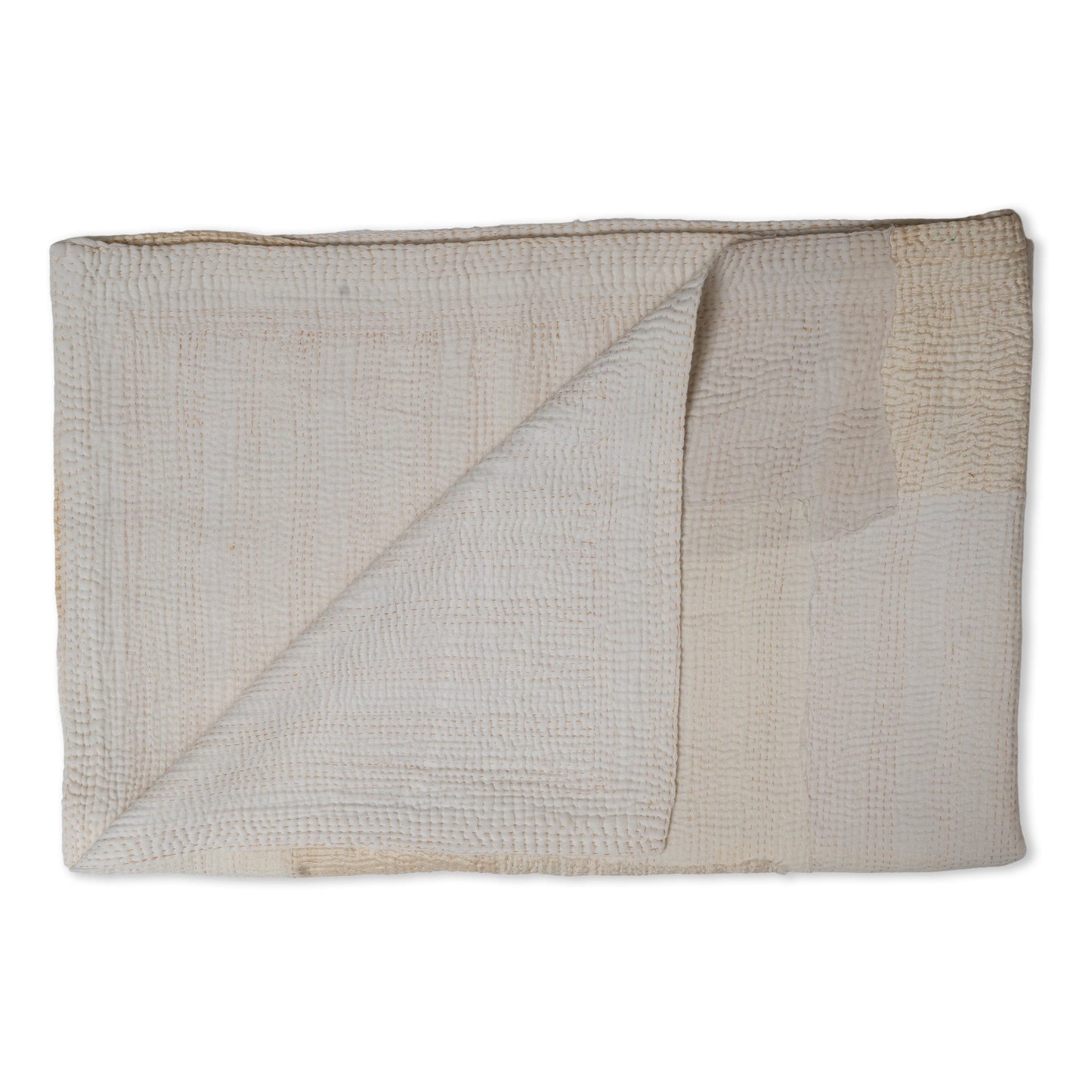 Mosaic Fray Patch Vintage Kantha Throw-Cauliflower