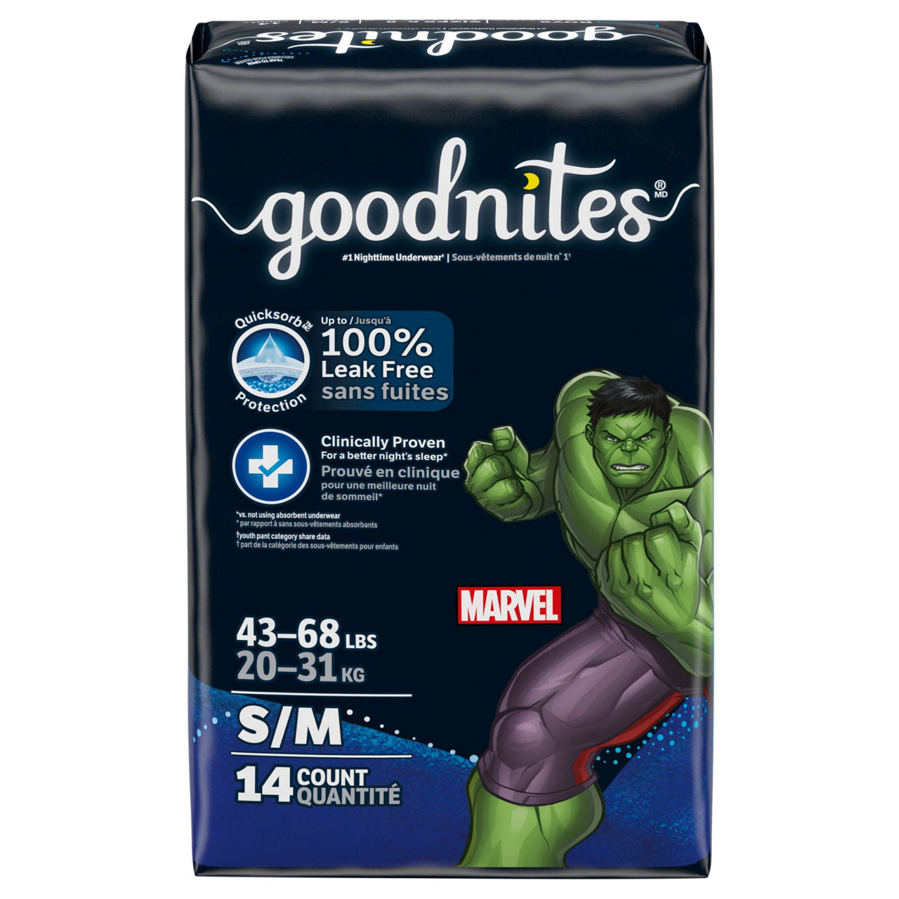 GoodNites Boys Marvel Nighttime S/M Underwear (43 68 Lbs)