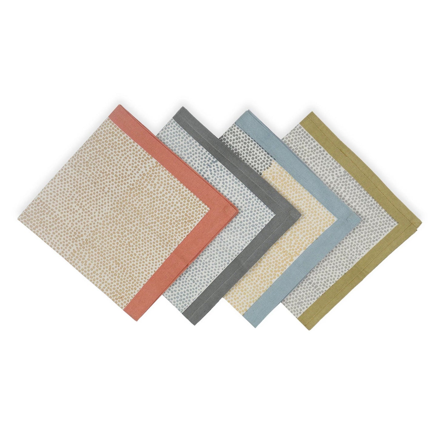 STREAMLINE 16"x16" Hand Block Printed Napkins - Set of 4. Cotton - Fair Trade - Artisan Made